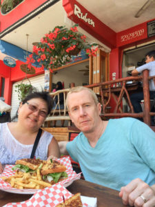 Sharing a sandwich at Ruben in Sayulita